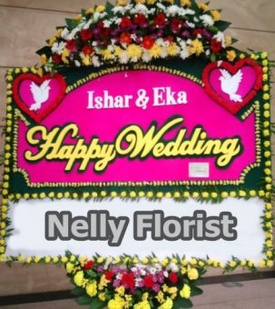 bunga papan happy wedding WE-009